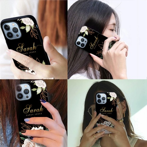For iPhone 16e 15 Pro Max 14 13 12 Silicone Phone Case Floral Personalised Cover - Picture 67 of 92