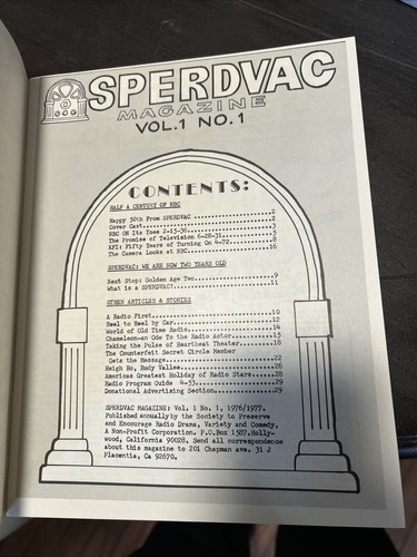 SPERDVAC Radio Magazine 1st Issue! 1977 Super RARE! NBC 50th Anniv - Picture 3 of 6