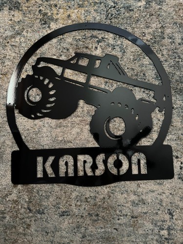 Kids Room 20x20 Monster Truck Metal Sign / Powder Coated Wall Décor