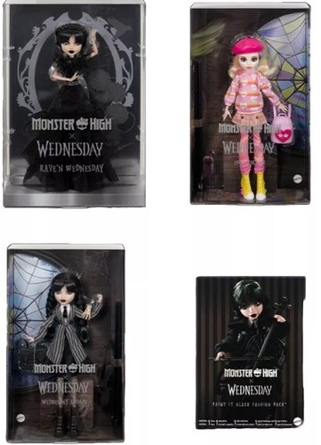 4 Lot Monster High Wednesday Addams Enid Sinclair Raven N Dolls/Fashion Pack New