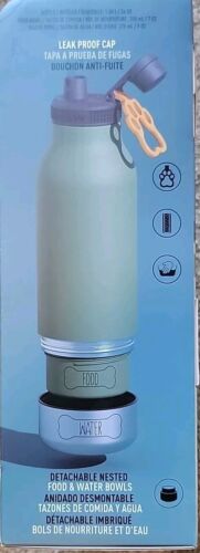 ASOBU BUDDY VACUUM INSULATED 34 oz WATER BOTTLE + DOG FOOD & WATER BOWL 2 PACK - Picture 2 of 3