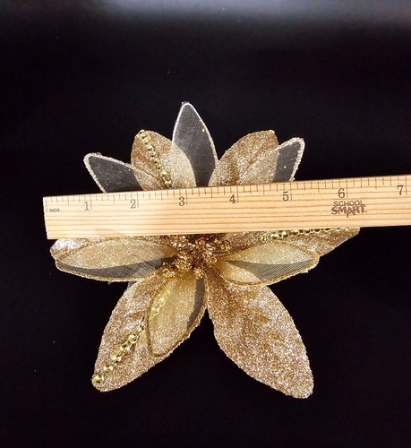 NUEVO Oro POINSETTIA Árbol de Navidad Clip En Adornos DECORACIONES Exhibiciones 1537 - Imagen 4 de 8