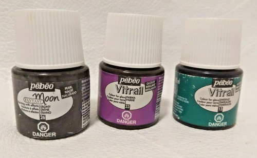  Pébéo Vitrail  Glass Fantasy Moon Paints Parma 33 Emerald 13 Ebony 26