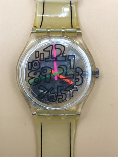 Orologio SWATCH Gent SCRIBBLE (GZ124)-NUOVO/NOS-Special-Trasparente/Giallo-L@@K!  | eBay
