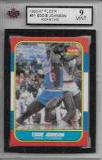 1986-87 FLEER BASKETBALL RC Eddie Johnson #51 KSA 9 MINT Sacramento Kings