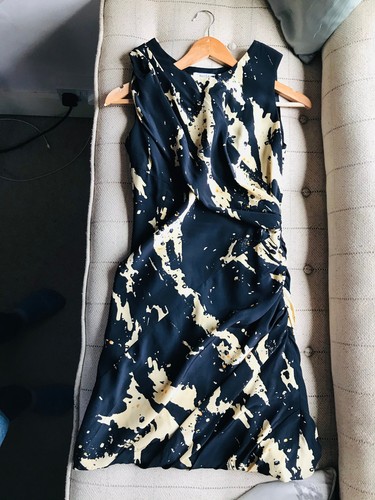 Black & cream 100% Silk Dress Olivia Rubin fits UK 8 - 10, though marked 12 - Picture 3 of 13