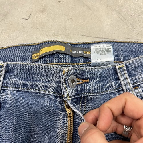 Vintage Levis Silvertab Jeans 34x30 Blue Baggy Wide Leg Denim Y2K Distressed USA - Picture 6 of 10