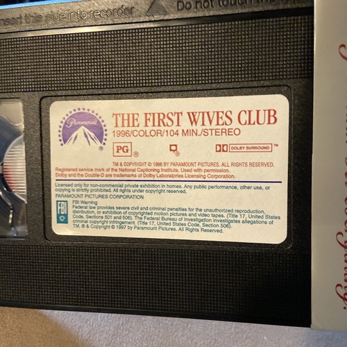 The First Wives Club (VHS, 1997) Bette Milder, Goldie Hawn, Diane Keaton - Picture 5 of 5