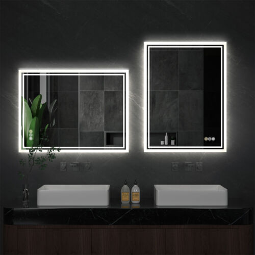 Bathroom Backlit LED Mirror Illuminated Wall Touch Anti-fog Vanity Mirror 3 Size - Picture 2 of 17