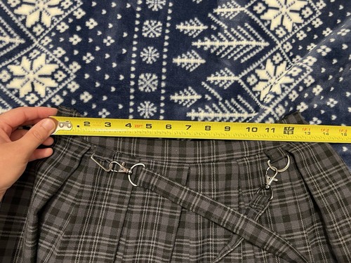 Hot Topic School Goth Girl Mini Skirt W/ Suspenders 26” Waist Gray Black White - 第 6/10 張圖片