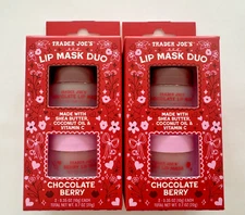 2 Packs Trader Joe’s Lip Mask Duo Shea Butter Coconut Oil Chocolate Berry