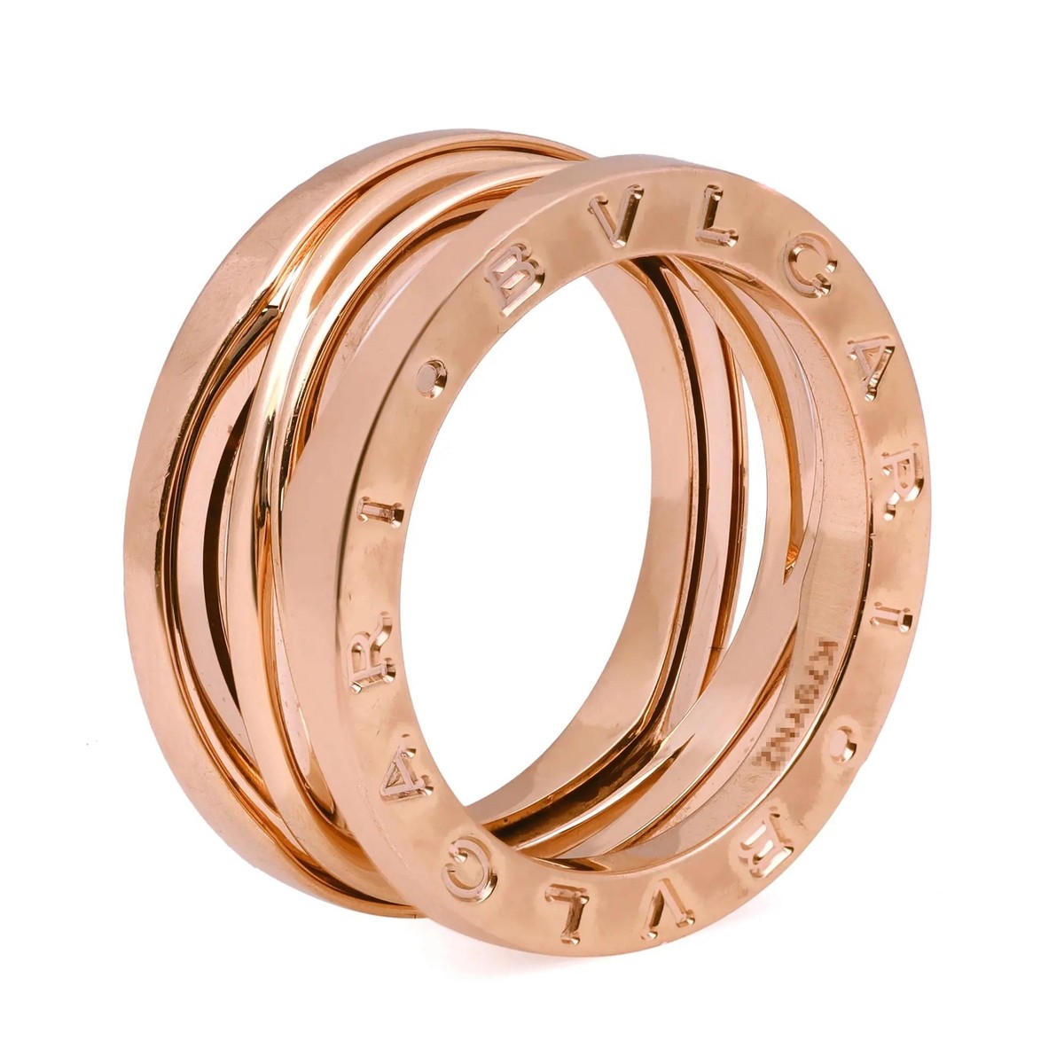 Bvlgari B.Zero1 Design Legend Three Band Ring 18K Rose Gold Size 54 US 6.75