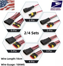 2/3/4/6 Pin Way Car Male Female Electrical Wire 18 AWG Connector Plug Waterproof