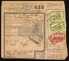 Belgium Railway Parcel Post #Q315 #Q320 Package Label 1952 Ostend Europe