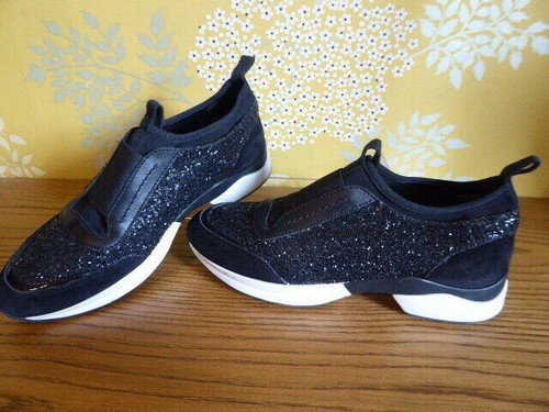 TOD'S Tennis basket sneakers cuir noir paillettes T 37 PARFAIT ETAT - Picture 2 of 10