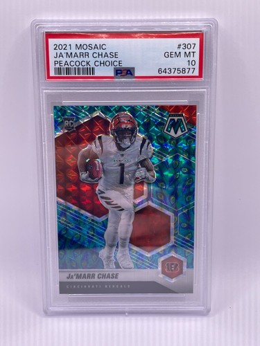 2021 Panini Mosaic ja'marr Chase #307 Peacock Choice-CIN Bengals-PSA10 - Photo 1 sur 2