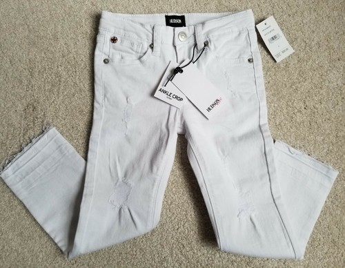 NEW Hudson Kids Jeans White Skinny Fit Crop Ankle Distressed 5 Spring Summer - Picture 1 of 5