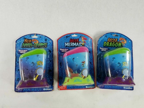 Lot Of 3 GrinStudios Hatch A Dragon Hatch A Mermaid Micro Aqua-Saurs Growing Kit - Picture 1 of 5