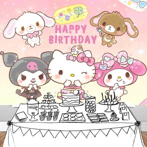 Melody Birthday Decoration Party Supplies Banner Backdrop Vinyl Cute 7x5ft - Imagen 3 de 7