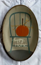 Happy Home Fall Pumpkin in Chair Decorative Plate Primitive Approx. 11"