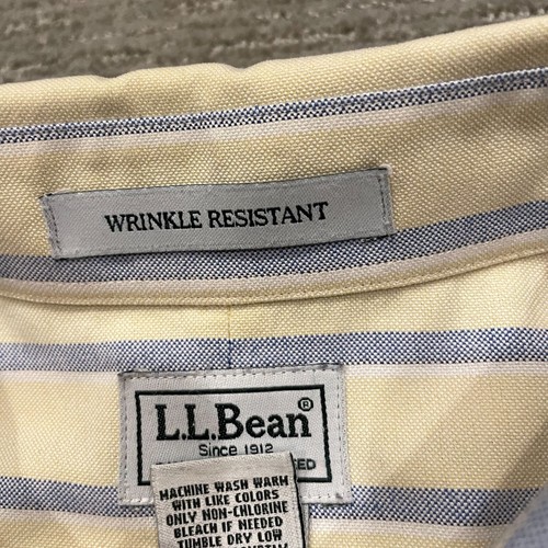 Camisa LL Bean Para Hombres 16.5 33 Rayas Amarillas Abotonadas Informal Resistente a las Arrugas - Imagen 4 de 10