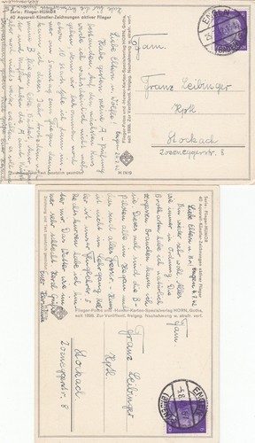 Flugzeuge Fliegerei Humor Lot 2 AK 1942 Künstler Halfeld Aviation 2502113 - Bild 2 von 2