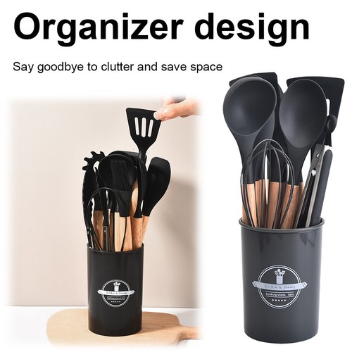 12Pcs Kitchen Utensil Set Heat-Resistant Cookware with Holder Kitchen Supplies - Picture 21 of 27