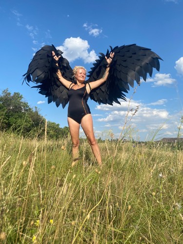 Schwarze Engelsflügel Kostüm Halloween Cosplay schwarze Flügel bewegliche Flügel - Bild 8 von 10