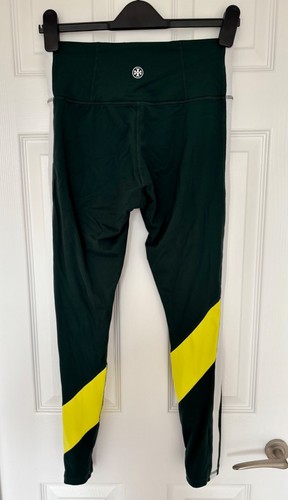 Tory Burch Tory Sport Dark Green Chevron yellow White 7/8 Length leggings M - Picture 3 of 5