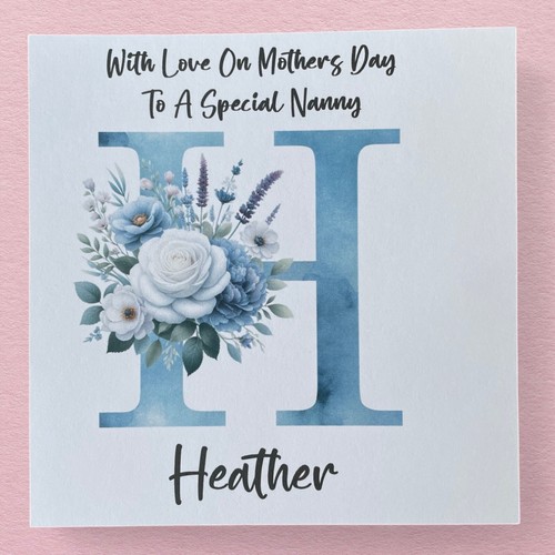 Tarjeta del Día de la Madre Mamá Gran Niñera Nana Abuela Abuela Personalizada A-Z - Imagen 4 de 9