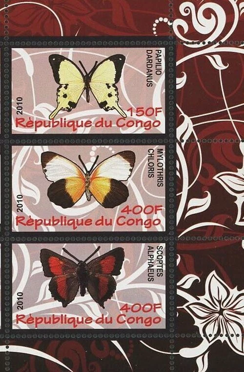 Butterfly Stamp Papipilo Xalmoxis Demodocus Souvenir Sheet of 9 Stamps MNH - Image 4 of 4