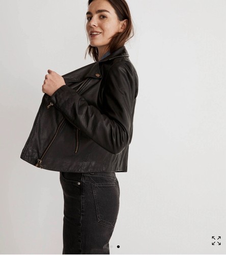 Maxwell Washed Leather Motorcycle Jacket: Brass Hardware Edition Size XL - Picture 3 of 5