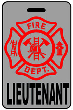 Personalized Lo-Viz Gray Lieutenant Firefighter Cross Luggage/Gear Bag Tag