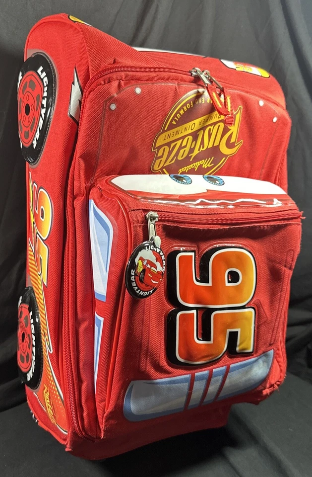 Disney Pixar Cars Lightning McQueen 95 Kids Rolling Luggage Suitcase 12"x 21" - Image 3 of 4