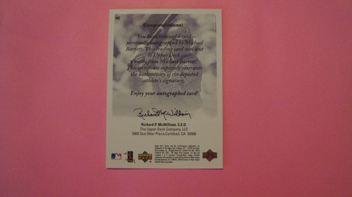 1999 Upper Deck Encore UD Authentics Michael Barrett Autograph Montreal Expos - Picture 2 of 4