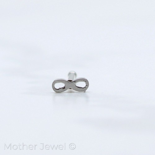 INFINITY FOREVER SILVER ROSE YELLOW GOLD IP NOSE PIERCING STUD PIN BALL END BONE - Picture 3 of 14