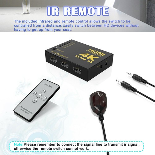 4K Commutateur HDMI HUB 1080p Switch Splitter 3D 5 Ports Full HD Répartiteur - Picture 8 of 12