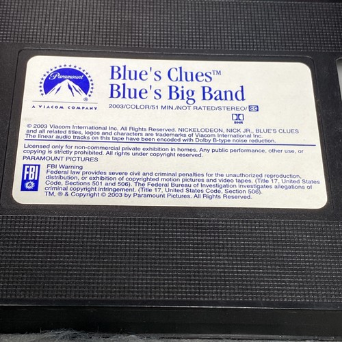 Blues Clues - Blues Big Band VHS Tape 2003 Sing & Dance Blue Cartoon Classic - Picture 8 of 8