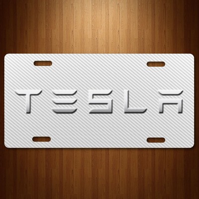 PETERBILT Aluminum License Plate Tag Simulated Carbon fiber White New