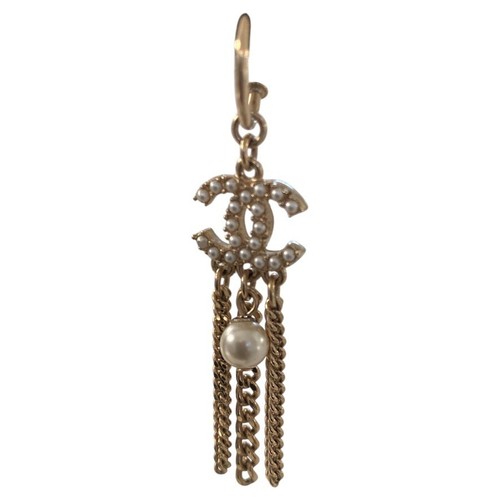 Chanel Pearl Drop Hoop Dangle Earrings 10A - Picture 2 of 5