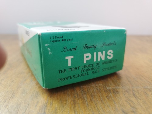 SCATOLA Vintage Prodotti di Bellezza LOTTO (300) T PINS Professionali T-PINS Antiruggine - Foto 2 di 2