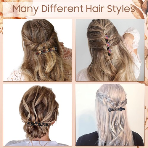 Crystal Stone Duckbill Braided Hair Clips and Rsvelte 3 Small Hair Barrettes - Picture 7 of 8