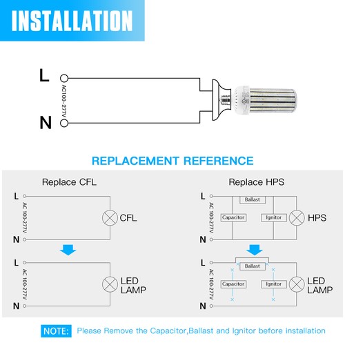 120W LED Corn Light Warehouse Workshop Gym High Bay Lighting Bulbs 5000K 16800LM - Picture 8 of 8
