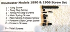 Winchester 1890 & 1906 Complete Screw Set of 9 Screws