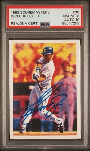 Ken Griffey Jr. Signed 1989 Scoremasters #30 RC Rookie PSA 8 AUTO 10 Autograph