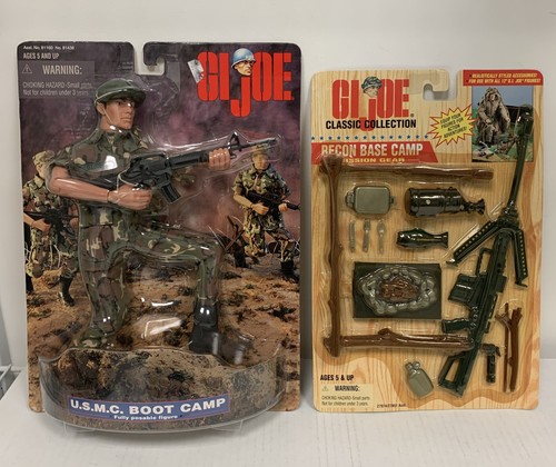 GI Joe Lot. USMC Boot Camp Marine, Recon Base Camp Mission Gear, 12", 1998, MOSC