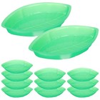  12pcs Fruit Holder Snack Tray Dessert Storage Plate Dried Fruit Tray Leaf-shape