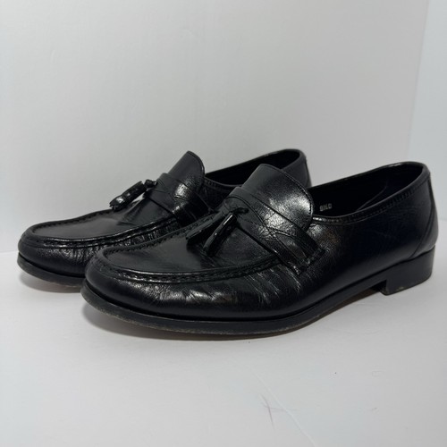Zapatos de vestir Stafford Essentials de cuero negro con borlas talla 9 1/2 (D) para hombre