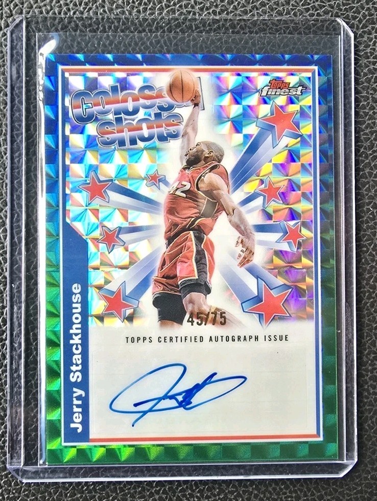 2024-25 Topps Finest Colossal Shots Jerry Stackhouse Auto Green /75 #BSA-JS