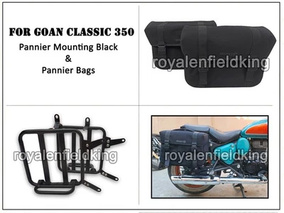 Sparezo Sacs Pannier Panneaux Classic 350 Goan Enfield Noir Coton 19 L Set 1 - Photo 1/4